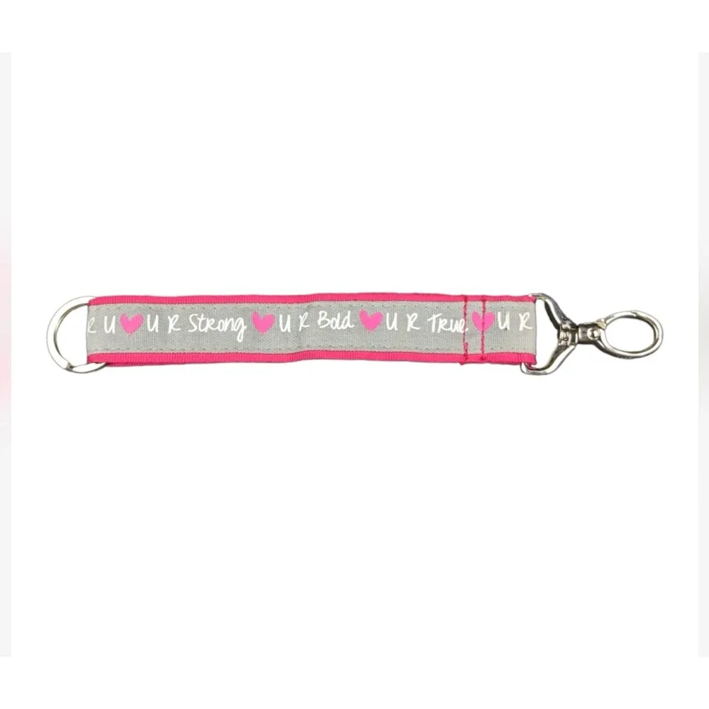 Thirty One 31 Hang It Up Key Fob Wristlet Strap Pink U R STRONG BOLD TRUE NEW